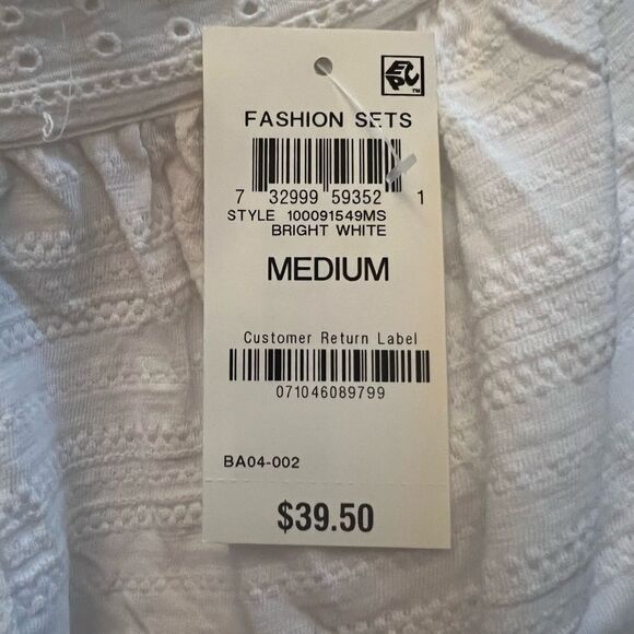 😊3/$30 NWT Style & Co. Womens Eyelet & Picot Square Neck Tank Top White Sz S - Picture 2 of 13